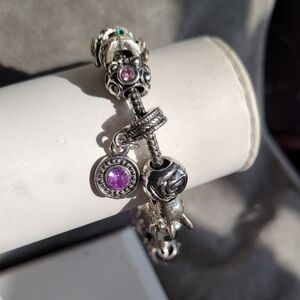 2/$12 Pandora style bracelet with silver plated charms